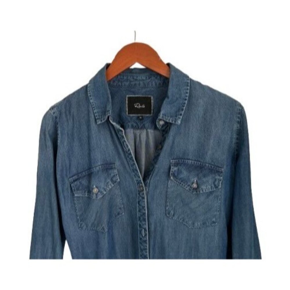 Rails Carter Chambray Button Down Shirt Blue Pock… - image 3